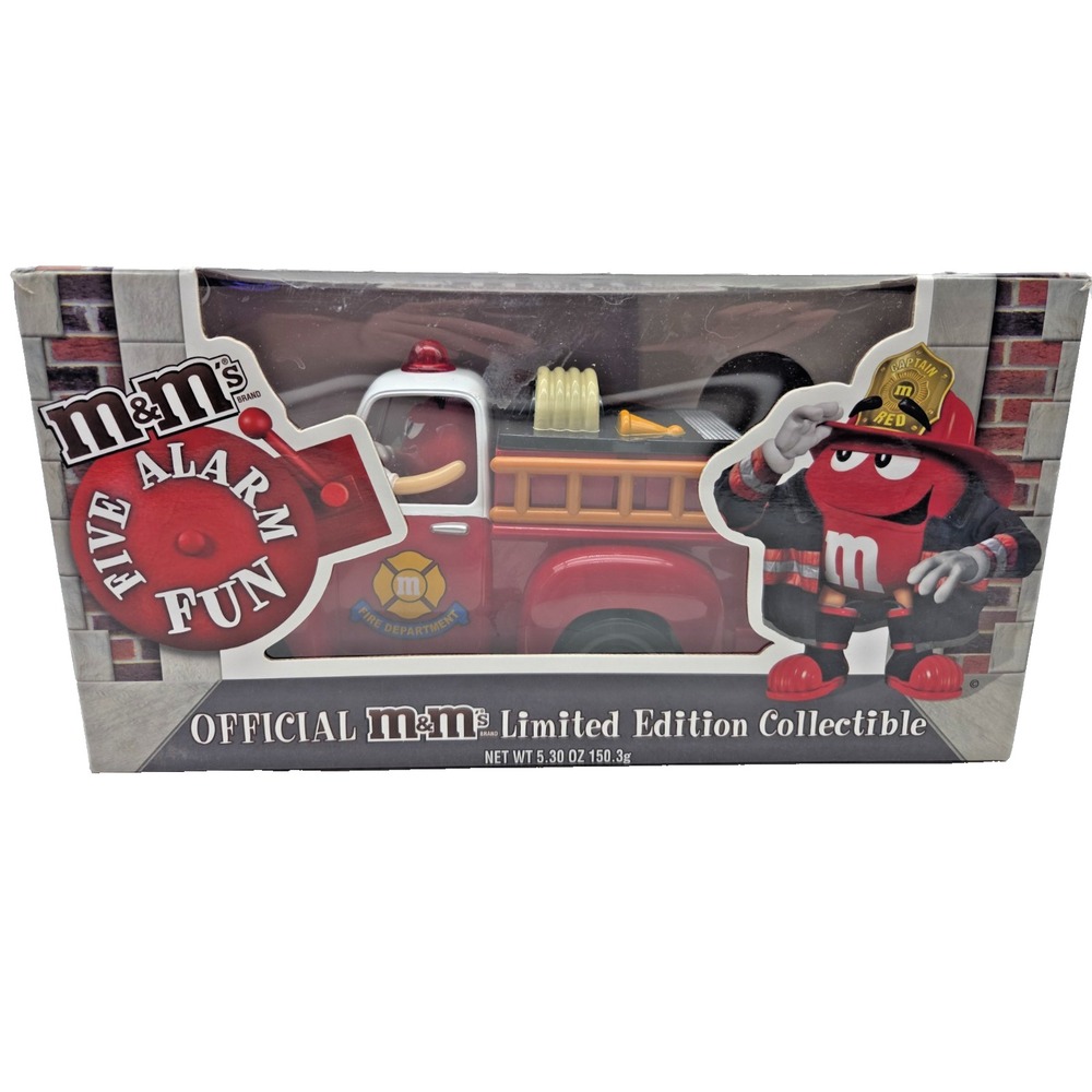 Vtg M&M's Reds Firehouse Fire Truck Candy Dispenser Limited Edition New In Box